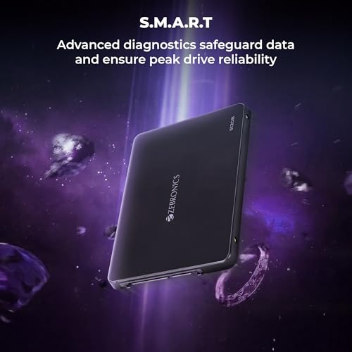 Image of Zebronics 512GB SSD, 2.5 Inch Internal Drive, 550MB /s Read & 500MB /s Write, Faster Than HDD, Low Power Consumption, Silent Operation, S.M.A.R.T Support, High Performance Storage (SD52A)