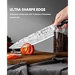 MOSFiATA 8" Super Sharp Professional Chef's Knife with Finger Guard and Knife Sharpener, German High Carbon Stainless Steel EN1.4116 with Micarta Handle and Gift Box - Image 2