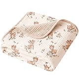 Konssy Muslin Baby Blankets for Girls Boys, 100% Cotton Crib Blanket for Baby Infant Toddler, Super Soft and Lightweight Nursery Blankets 40'x36' (Deer)
