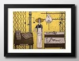 ベルナール ビュフェ In the Fish Shop A3 サイズ おしゃれ 絵画 インテリア 北欧 イラスト マット紙 艶消し アートパネル 額 フレーム デザイン 壁掛け 風景 抽象 油絵 水彩 グッズ 引越し ギフト 新築祝い ディスプレイ