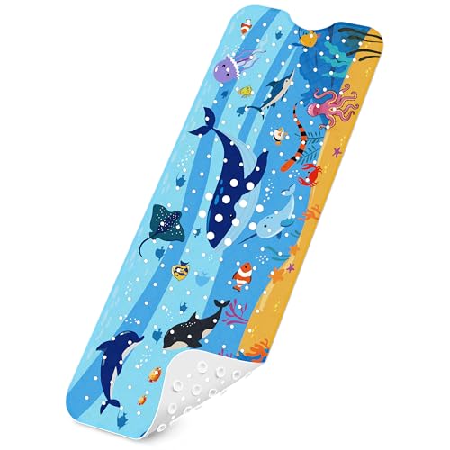Badewannenmatten rutschfest Kinder,100% BPA frei,100x40cm,Antirutschmatte für Badewanne,Duschmatte,schimmelresistent & maschinenwaschbar,Badematte Kinder Badewanne