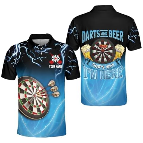 SHAANT Personalized Darts Shirts for Men, Dart Shirts for Men Women, Gifts for Dart Players, Dart Shirts for Teams, Dart Lovers Gifts, Dart and Beer That is Why I Am Here Polo Shirt for Dart Lovers Cover