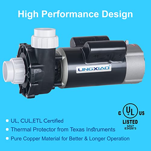 Image of 2 Speed Hot Tub SPA Pump 3HP for Jacuzzi Pump 6500-092, 6500-365, 6500-254, LX SPA Pump Motor 230V, 2 inch Port, Bracketless, 48Frame - Model: 48WUA2002C-II(NF)