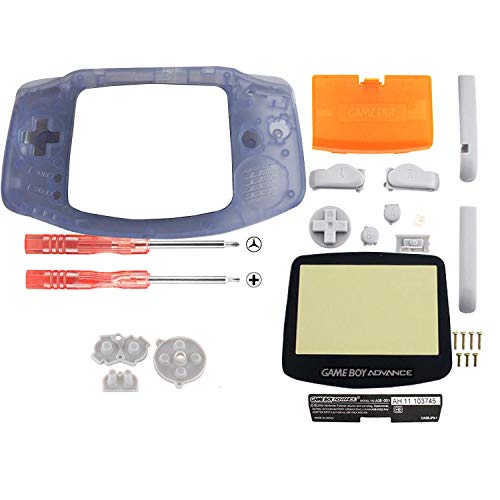 Shell Replacement for Gameboy Color - Full Replace Parts Housing Shell Pack for Gameboy Advance GBA (Transparent Case with Lens and Screwdriver)
