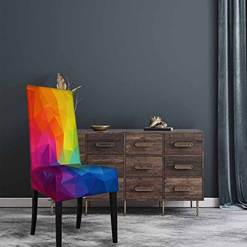 Numland Colorful Irregular Polygon Chair Slipcovers Geometric Mosaic Modern Tessellated Collage Rainbow Washable 100% Polyester 1 Pack For Dining Room Kitchen Removable #TOP1