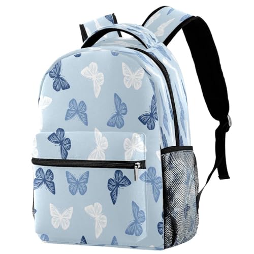 Sac à dos d'école papillons colorés pour ados et filles 40cm