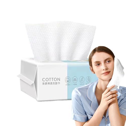 Toallitas secas desechables, toallas faciales limpias, paños faciales desechables, paños para lavar, toallas faciales extra gruesas, suaves y limpias, removedor de maquillaje, pelusa - pañuelos
