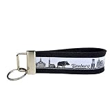 Schlüsselanhänger Schlüsselband Wollfilz schwarz Webband Skyline Lüneburg weiß schwarz Geschenk