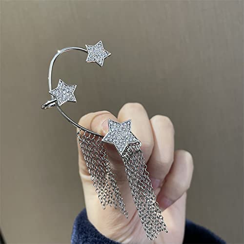 Bethynas Sparkly Star Ear Cuffs With Chain Tassel Non-Piercing Rhinestone Cluster Star Ear Cartilage Clips Dainty Star Ear Climbers For Women Girls #TOP6