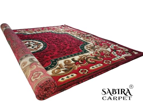 Image of SABIRA Carpet Modern Floral Area Rug Large Carpet for Living Room, Bedroom & Dining Room, Washable, Non-Slip, RED Color (6X8)