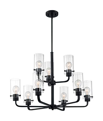 Image of Nuvo 60 /7279 Sommerset 9-Light Chandelier with Clear Glass, Matte Black