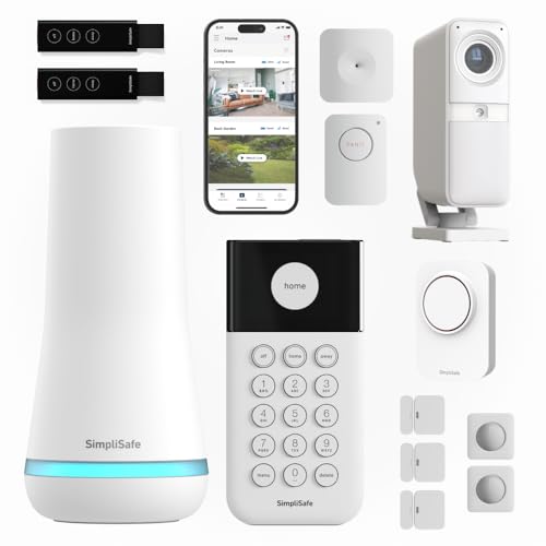 SimpliSafe Wireless Home Security Systems | 13 Piece Smart Home Alarm Systems with HD Indoor Security Camera | Mobile App & Works with Alexa | Professional Monitoring Available | Easy DIY Install