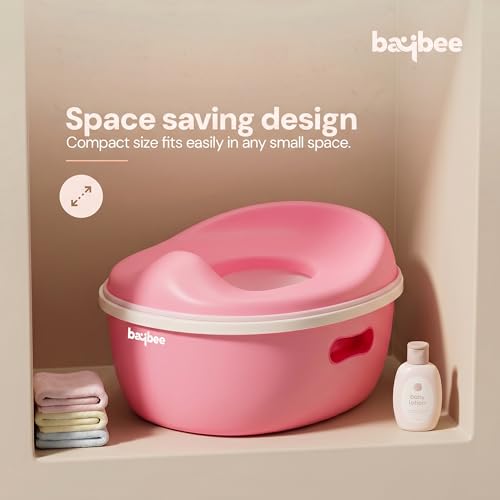 Image of Baybee 3 in 1 Baby Potty Training Seat for Kids 1-5 Years | Toddler Baby Potty Seat Chair with Removable Tray & Anti Slip Base | Portable Toilet Training Potty Seat with Step Stool for kids (Pink)