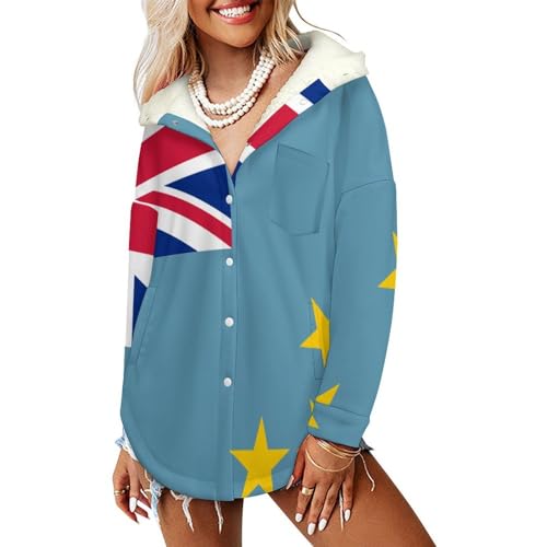 Sweat a capuche oversize polaire femme veste chaude thermique avec poches bleu canard