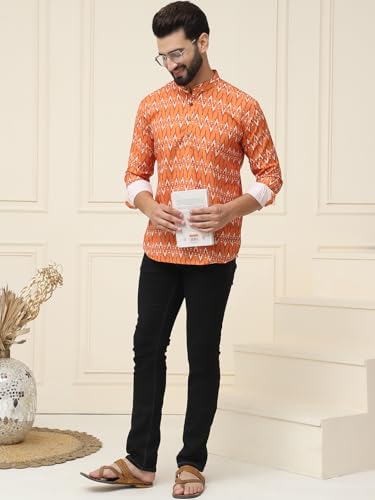 Image of SOJANYA (Since 1958, Men's Pure Cotton Printed ONLY Short Kurta
