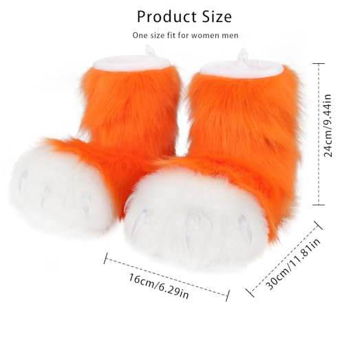 Image of Animal Fuzzy Slippers Bear Cat Wolf Dog Fox Fursuit Feet Paw Claw Shoes Furry Boots Costume Accessories for Adult Kids