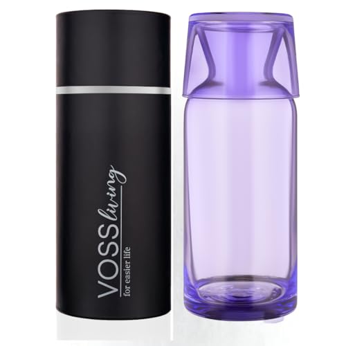 VOSS Living Bedside Water Carafe & Glass Set, 23.6 Oz, Cobalt Violet