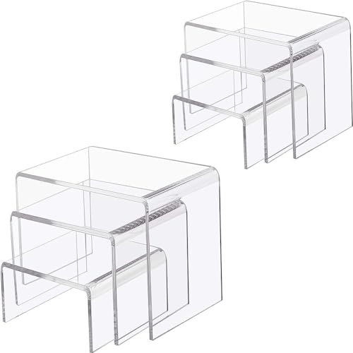 DACUAN Acrylic Display Riser Set - 6 PCS U-Shaped Clear Rectangular Stands for Candy, Dessert, Cupcakes, Collectibles - Shelf for Display