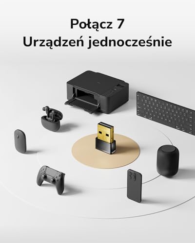 Cudy Adapter USB Bluetooth do komputera, odbiornik Bluetooth 5.3, Plug and Play, rozmiar nano, obsługuje Windows 11/10/8.1/7 do komputera stacjonarnego, laptopa, drukarki