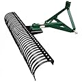 Garvee 6 ft Landscape Rake for Tractor, Heavy Duty 3 Point Tractor Rake with 37 Steel Tines and 360 Degree Rotation, Fit Cat1/Cat 2,Green