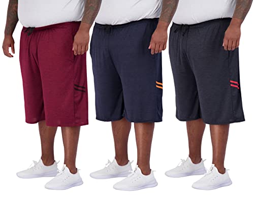 Image of Real Essentials Men's Big & Tall 3-Pack Dry Fit & Mesh Active Athletic Perfomance Shorts (3X-5X)