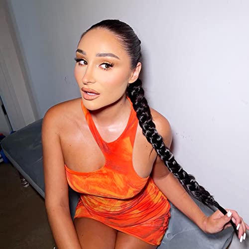 Seikea Upgraded Long Braid Ponytail Extension With Elastic Tie Straight Sleek Wrap Around Braid Hair Extensions Ponytail Natural Soft Synthetic Hairpiece Black 34 Inch (After Braided 30 Inch) #TOP7