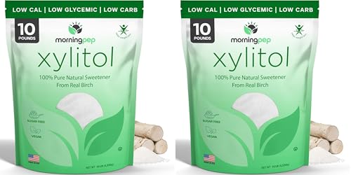 Pack of 2 Morning Pep Pure Birch Xylitol (Keto Diet Friendly) Sweetener with no Aftertaste Bulk Size 10 LBs (Not from Corn) Non GMO Kosher Gluten Free Product of USA. Total 20 Lbs (320 OZ)