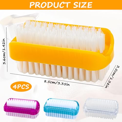 Druuzyl 4er Set Handbürsten mit Doppelseitiger Reinigung Handwaschbürste Nagelbürste Doppelseitige Finger Bürste Kunststoff Nagelbürste Reinigungsbürste für Hände und Fingernägel