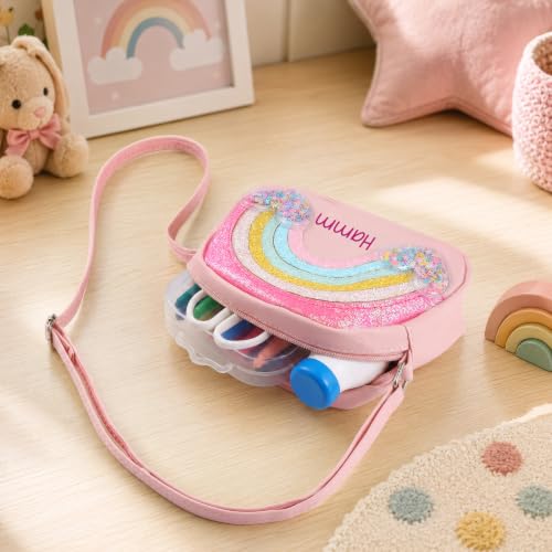Image of Personalized Purse, Rainbow Glitter Custom Name Crossbody Bag