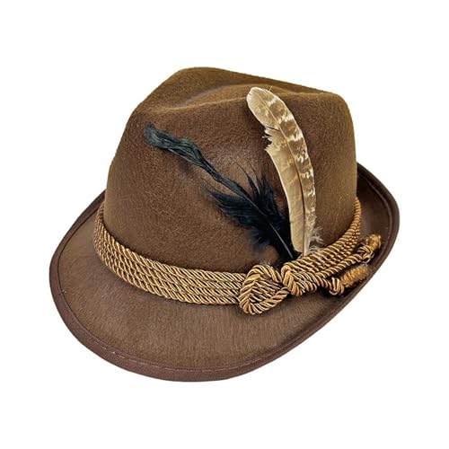 Bastwahl Herren Damen Trachtenmode Trachtenhut - Trachtenhüte Bierfest Erwachsene Trachten Oktoberfest Accessoire Bayern Traditioneller Filzhut Mit Krempe Hut Retro Fedora-Hut