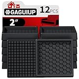 Non Slip Furniture Pads - 2x2 Anti Skid Caster Cups, 12PCS Square Furniture Coasters for Hardwood Floors, Anti Slide Furniture Cup Bed Floor Protectors, Furniture Stoppers to Prevent Sliding(Black)