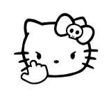 CCI Hello Kitty Middle Finger Decal Vinyl Sticker|Cars Trucks Vans Walls Laptop| Black |5.5 x 4.5 in|CCI1204