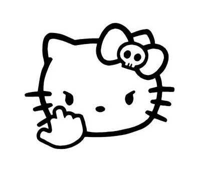 CCI Hello Kitty Middle Finger Decal Vinyl Sticker|Cars Trucks Vans Walls Laptop| Black |5.5 x 4.5 in|CCI1204