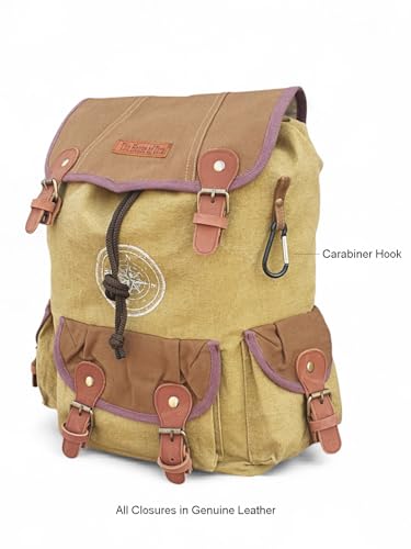 Image of The House of tara Canvas Backpack for Men & Women 27 Liters | Large Bag with Broad Adjustable Straps & 3 External Pockets | Spacious Casual Backpacks For College & Travel (Khaki Green)