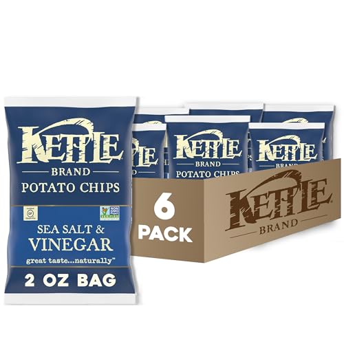 Image of Kettle Brand Potato Chips, Salt & Vinegar Kettle Chips, Snack Bag, 2 Oz (Pack of 6)