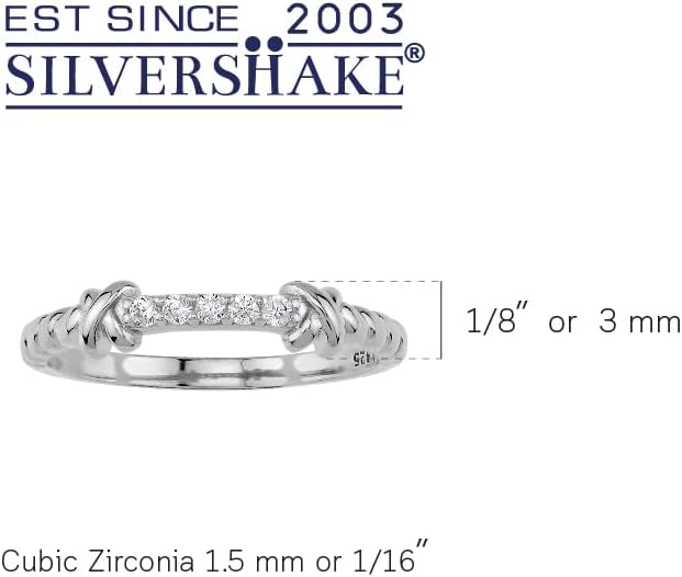 Silvershake White Gold Plated or Yellow Gold Plated 925 Sterling Silver Minimalist Love Knot Rope Promise Stackable Gemstone Ring Jewelry for Women