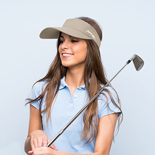 2Pcs Sport Sun Visor Hat For Womens Mens Quick Dry Visor Hats Uv Protection Golf Hat Beach Visor Hats White Khaki #TOP6
