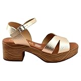 Oh! My Sandals - Sandalia de tacón 519498 Cuero Mujer Color: CHAMPAN Talla: 40