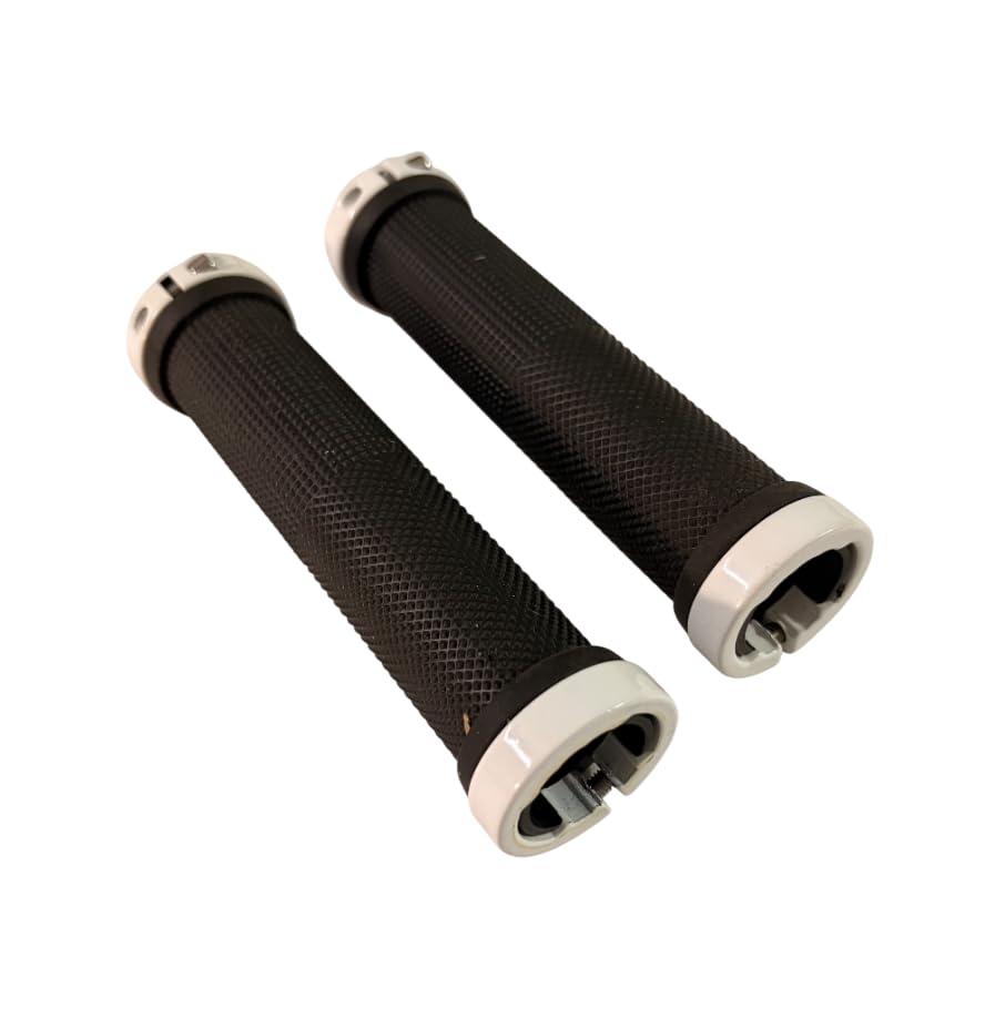 Image of Shrenik Cycle Hand Grip 13cms Length Non Toxic Anti-Slip with Colored Ring for MTB /City Bicycle Handlebar Grips (Black /White)
