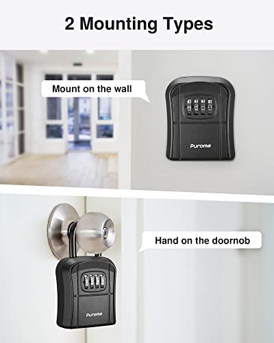 Image of Puroma Key Lock Box, Portable Combination Lockbox Wall-Mounted Storage for House Keys, Resettable Code Safe Security Lock Box for Home, Office, Apartment Spare Key Storage (4 Pack, Pure Black)
