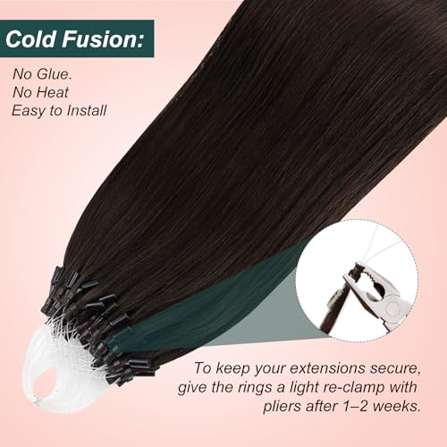 Image of Easyouth 18 Inch Micro Hair Extensions Human Hair Brown, Pre Bonded Hair