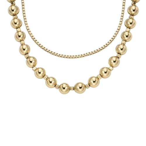 Image of Fossil Women's Ellis Toi Et Moi Gold-Tone Brass Station Necklace