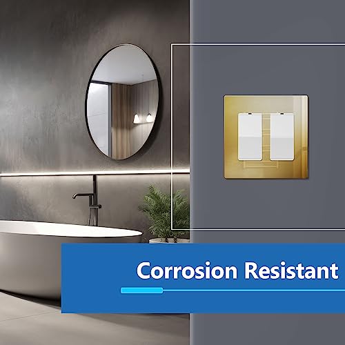 Image of LIDER Double Decorator Metal Wall Plate, Temperature and Impact Resistant, Screwless Cover, Modern Upgrade, Mid-Size 2-Gang 4.88 inch x 4.92 inch, LSMWP-32M-PB, UL Listed, Stainless Steel, Polished Brass