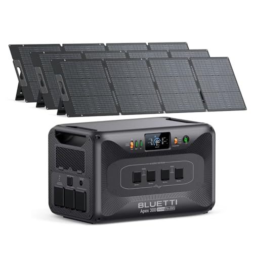 Image of BLUETTI Apex 300 Solar Generator with 3 200W Solar Panels, 2764.8Wh LFP Battery Backup with 6 3840W AC Outlets (7680W Surge), 120V /240V Dual Voltage, Ideal for Camping and Off-Grid Living