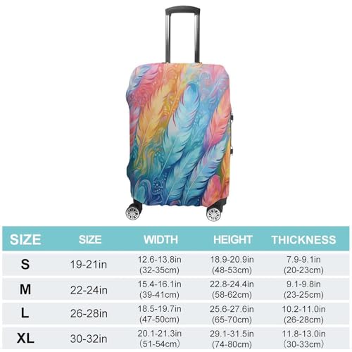 Hand Drawn Feathers Travel Luggage Cover Washable Anti-scratch Suitcase Protector Dustproof Protective Cover Case for Wheeled Luggage Fits 19-32 Inch Luggage2