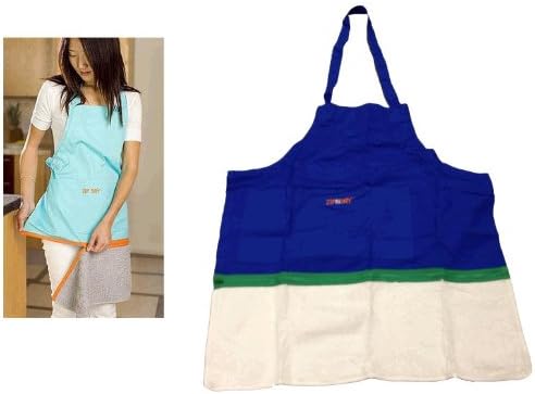 Zip n Dry Apron w/Attached Towel (Blue Apron/White Towel)