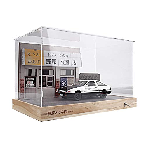Scene Model Initial D Fujiwara Takukai Tofu Shop Signboard with Light 1:32 Car Model Scene Model Can Be Lighted Display Box Assembled Version