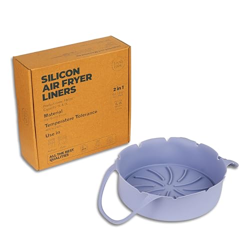 Image of Silicone Air Fryer Liners /Trays /Pots - BPA-Free, Food-Grade Accessories for Air Fryers & Microwave Ovens - Reusable, Eco-Friendly Replacement for Parchment Paper - 1L & 2L Combo (Blue Grey)