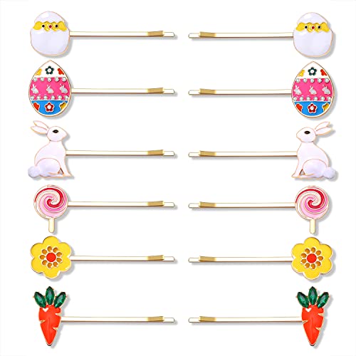 Boderier 12 Pack Easter Hair Clips For Women Easter Bunny Eggs Bobby Pin Hair Clip Hairpin Accessory Easter Gifts For Girls Easter #TOP26