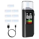 PTDHE Breathalysers, Professional Breathalyser Alcohol Tester with LED Display & Type-C Rechargeable, Accurate, Portable, Breathalyzer Includes 8 Mouthpieces for Family, Car and Personal Use(11*4*2)